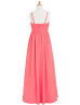 Spaghetti Straps Coral Pleated Chiffon Boho Junior Bridesmaid Dress